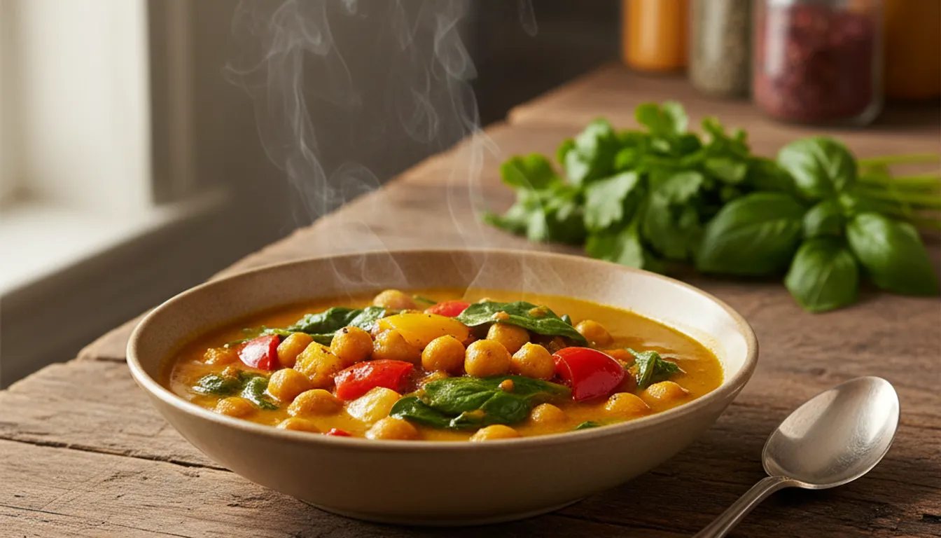 Vegan curry, ready in 30 minutes, beginner-friendly recipe for 2025. Healthy, delicious meal.