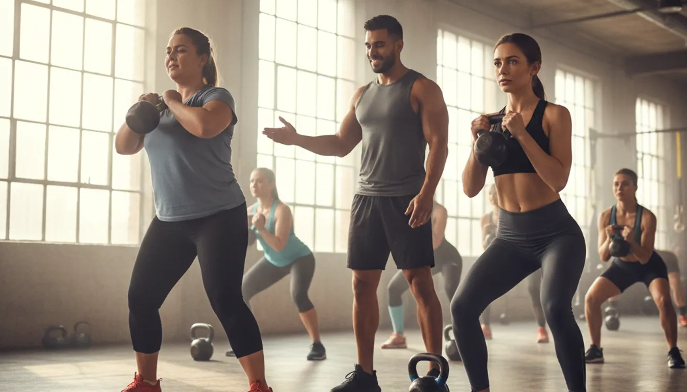 Beginner kettlebell exercises with adaptable form, demonstrating modification and support.