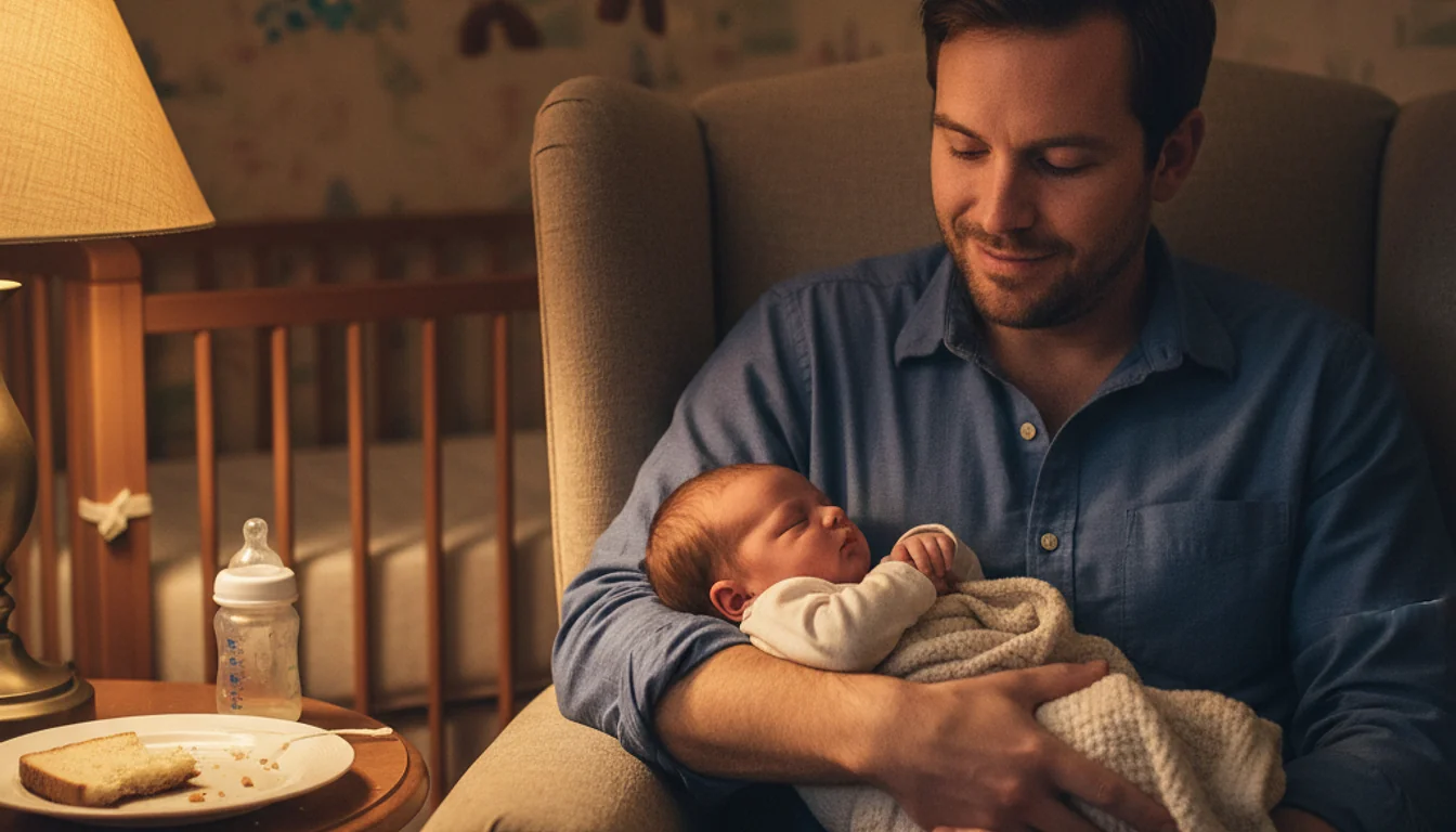 New dad David finding calm with his baby through mindfulness and meditation.