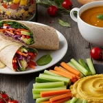 Quick & Easy Vegan Lunches: Colorful wraps, salads, and soups ready in under 30 minutes.