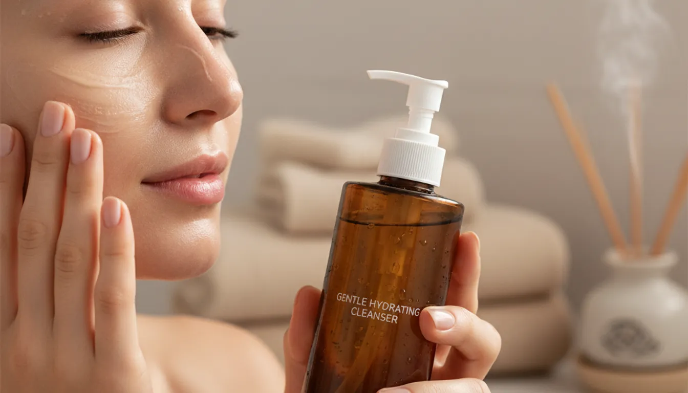 Double cleansing skincare routine for summer glow, showcasing clean, radiant skin.