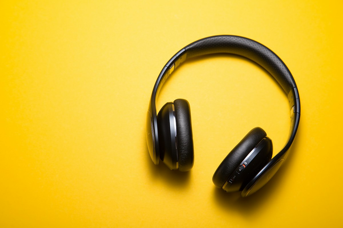 Acoustic relaxation and sound therapy headphones in peaceful setting